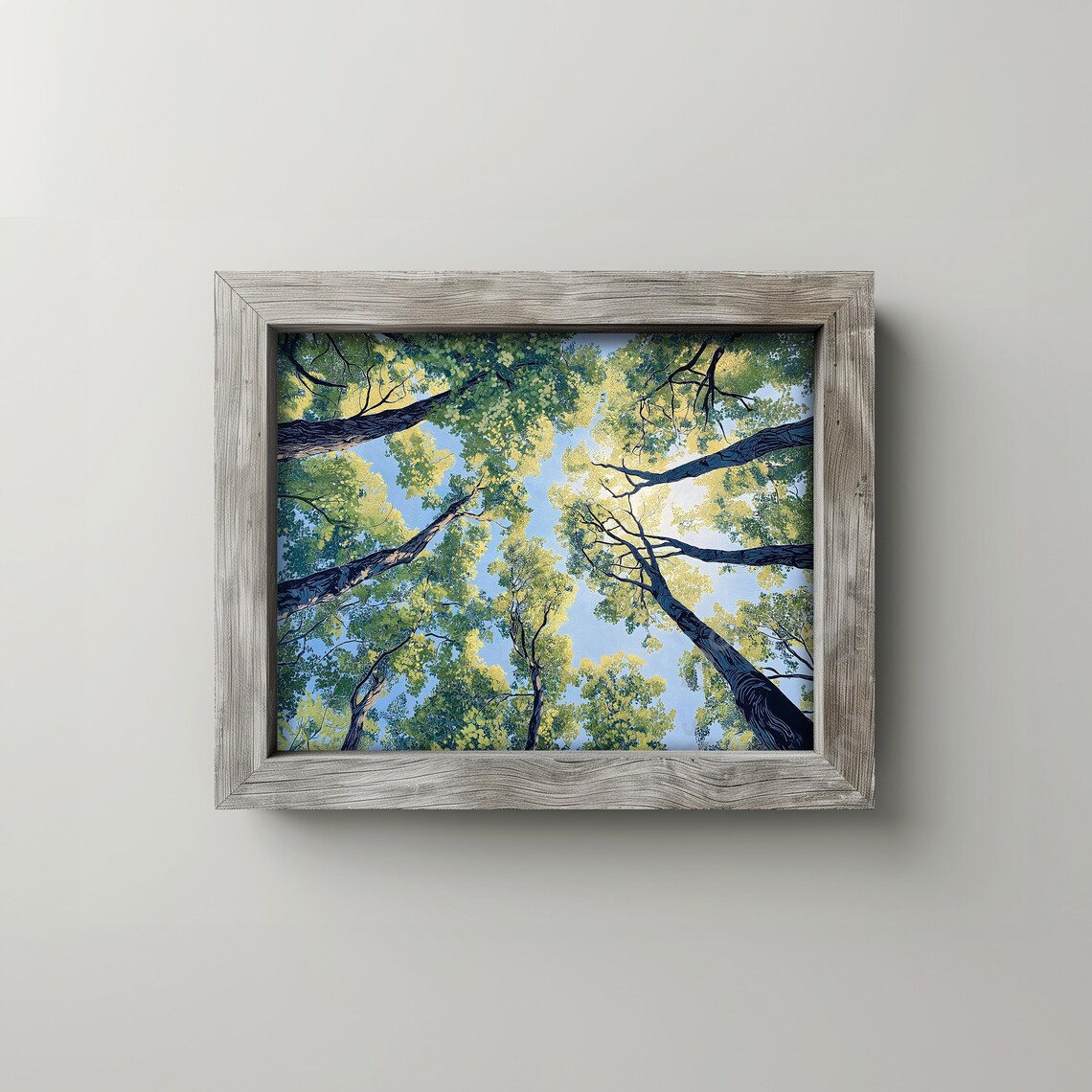 Tree Canopy Print, Forest Sky View Nature Art - Image 2