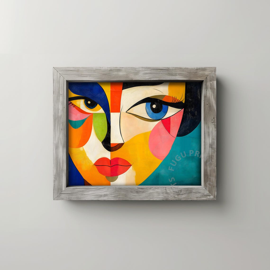Abstract Woman Face Print Colorful Cubism Wall Art Modern Art Geometric Portrait 77 - Image 2