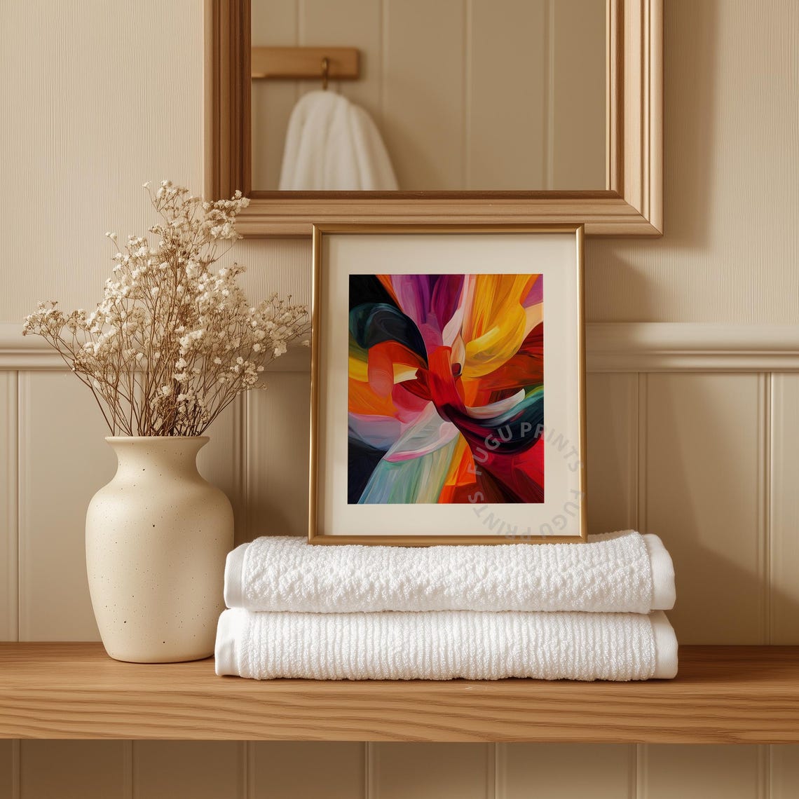Abstract Swirl Wall Art Red Orange Art Modern Decor 155 - Image 3