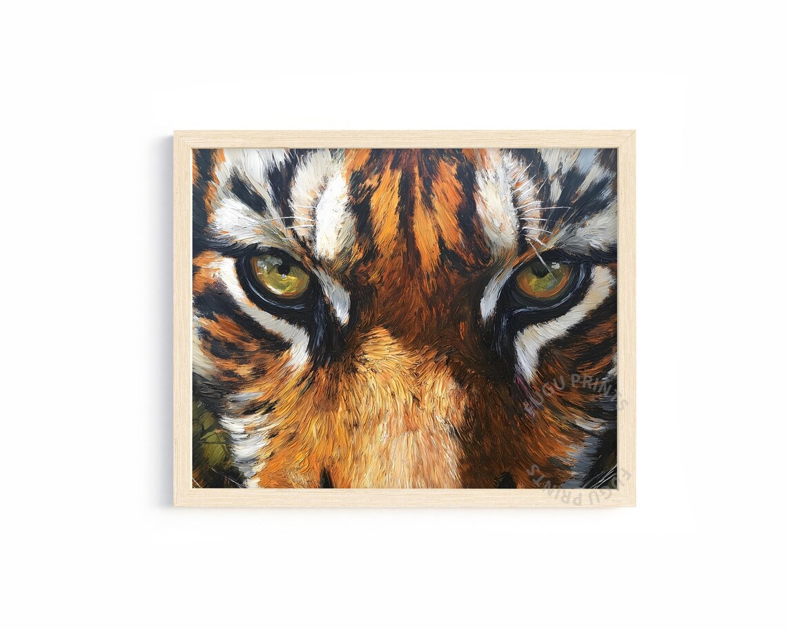 Tiger Eyes Impasto Wildlife Portrait, Art Print