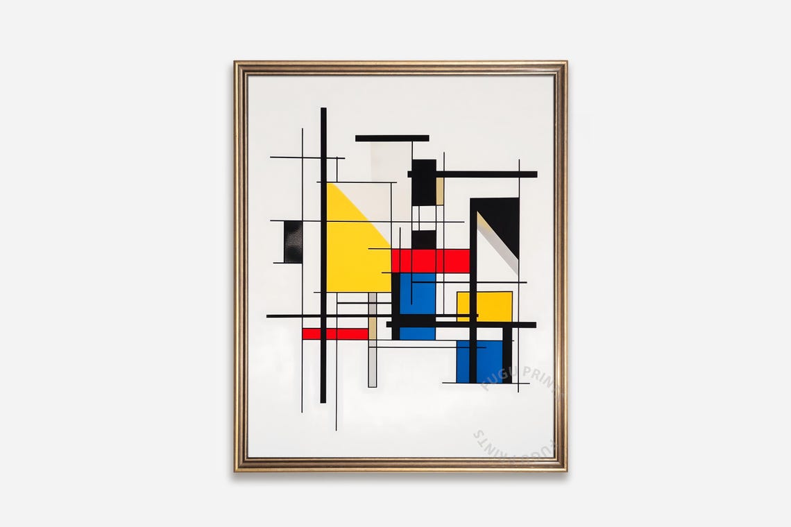 De Stijl Print Mondrian Art Geometric Wall Art Primary Colors Modern Decor Art 164