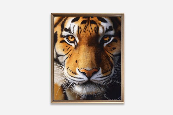 Fierce Tiger Face Close Up Orange Striped Wildlife Portrait Poster