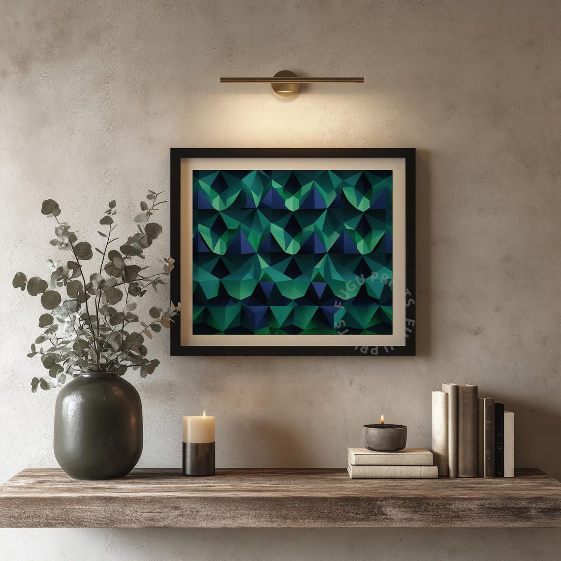 Teal Geometric Art Abstract Triangles Wall Art Modern Home Decor 372 - Image 4