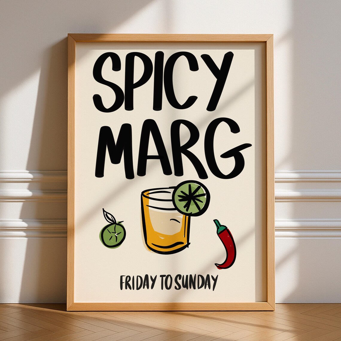 Spicy Margarita Retro Cocktail Art Print