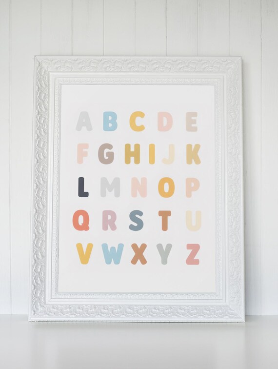 Pastel Boho Alphabet A to Z Letters Educational Nursery Kids Poster