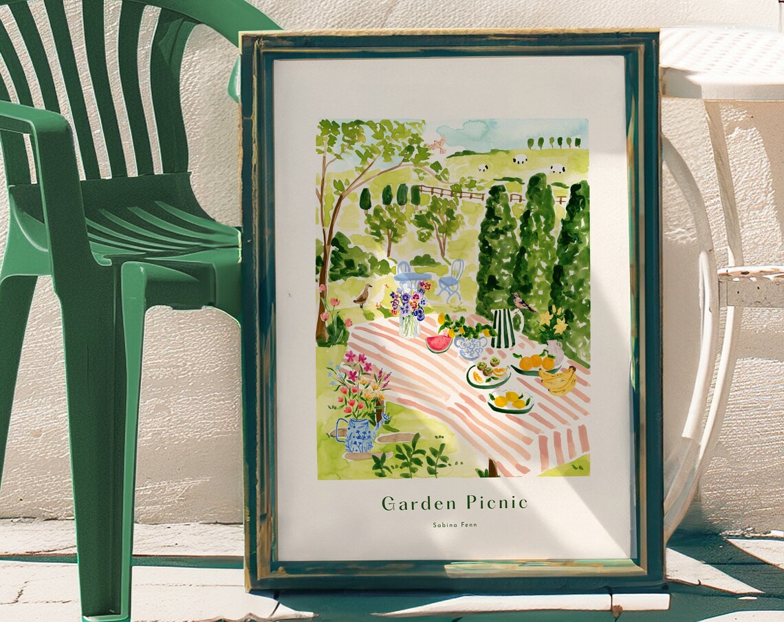 Garden Picnic Art Print, Cottagecore Countryside - Image 3
