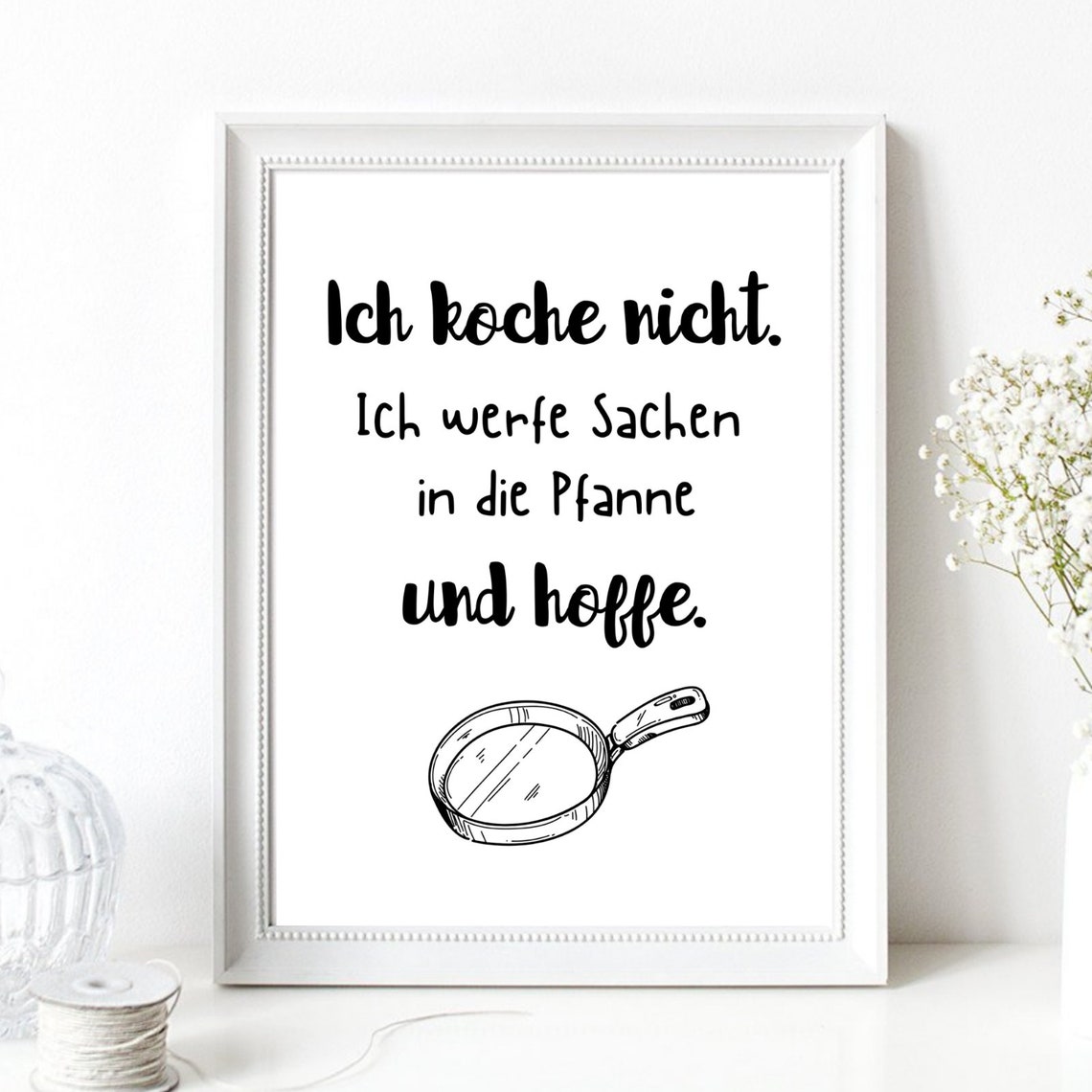Ich Koche Nicht Funny German Cooking Quote Frying Pan Kitchen Poster - Image 2