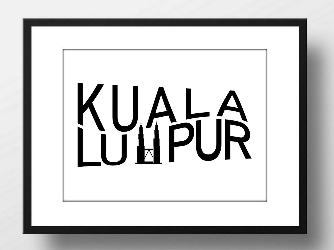 Kuala Lumpur Malaysia Petronas Towers Typography Travel Poster