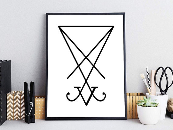 Din A4 Art Print Unframed Seal Lucifer Devil Satan 666 Grimorium Verum Occultism Gothic Black Print Image Poster