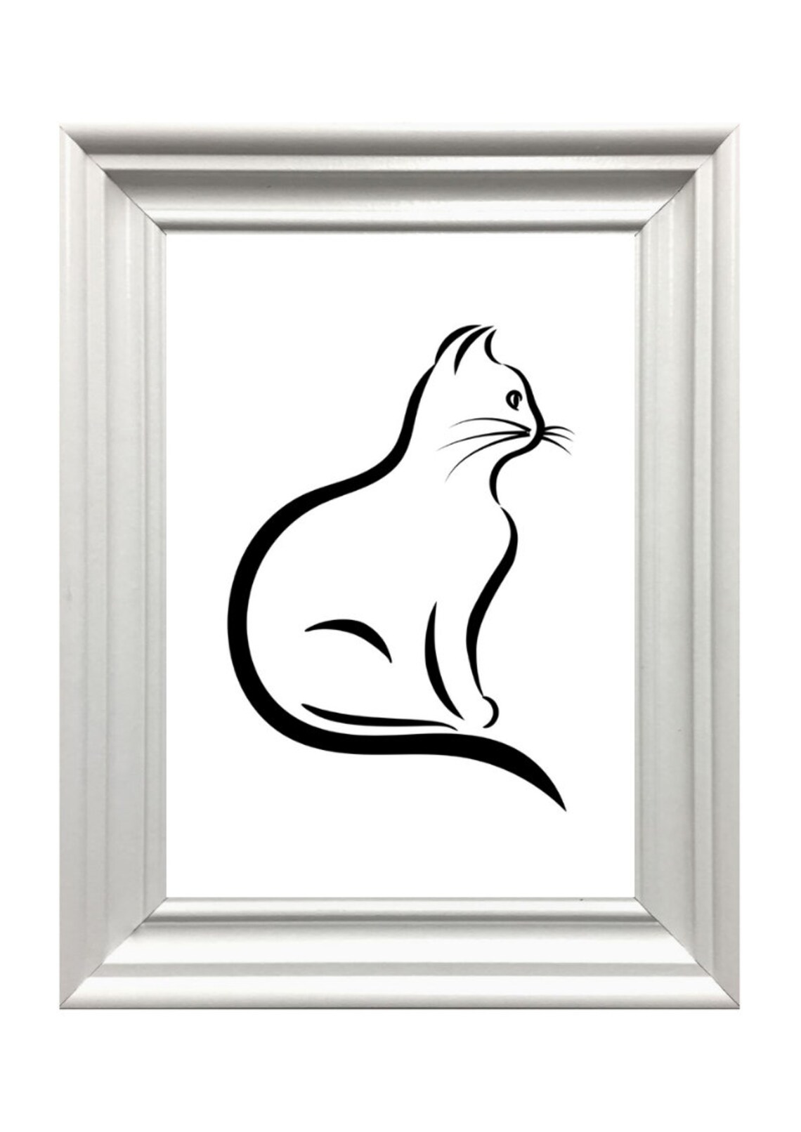Minimalist Black Line Art Cat Sitting Modern Scandi Animal Wall Art Print - Image 3