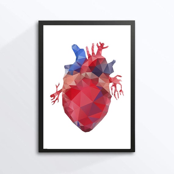 Din A4 Art Print Without Frame Heart Vessels Anatomy Body Human Medicine Graphics Polygonal Modern Picture Poster Gift