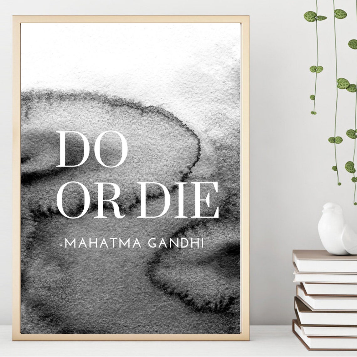 Do Or Die Mahatma Gandhi Quote Black Watercolor Motivation Poster - Image 2