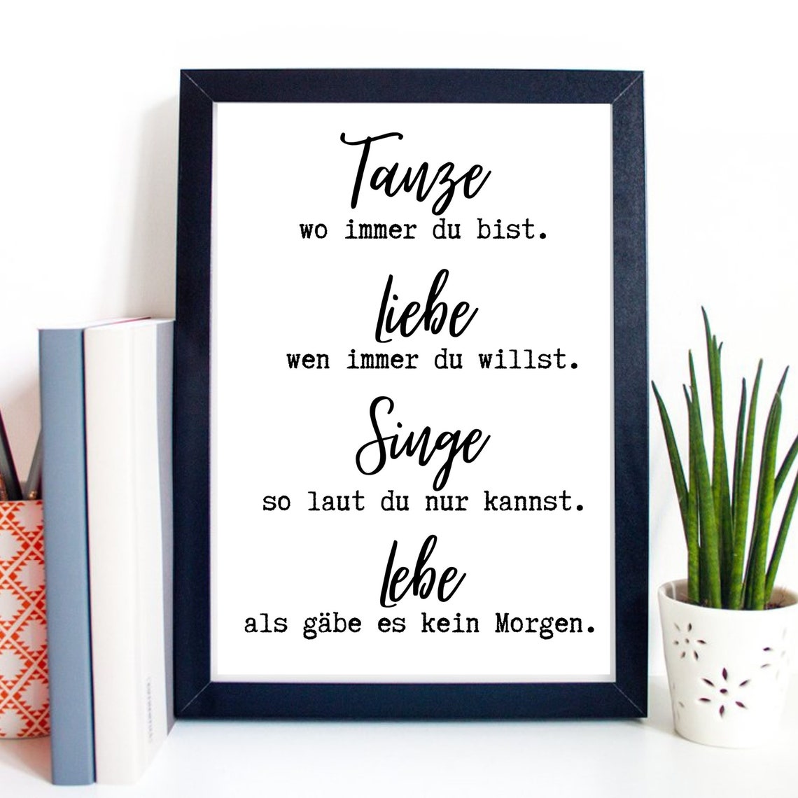 Dance Love Sing Live German Saying Calligraphy Wall Art Print - Image 2