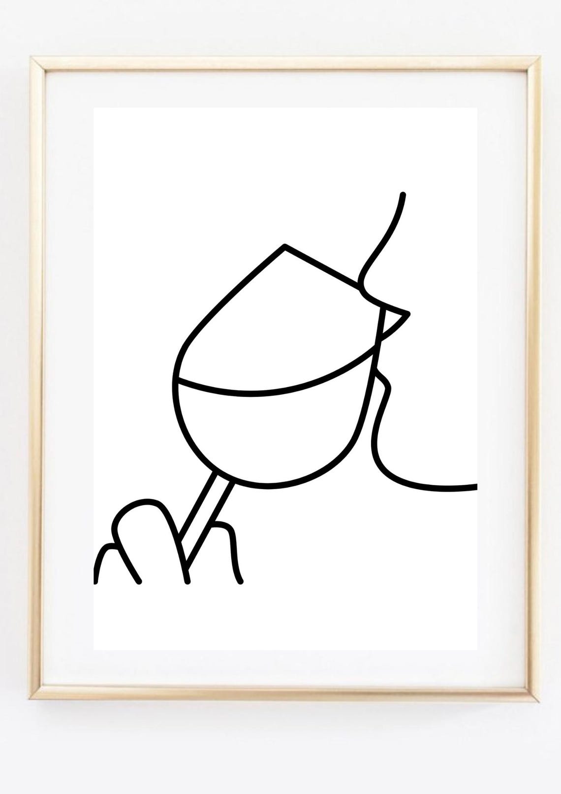 Wine Glass Line Art Minimalist Lips Drinking One Line Drawing Print - Image 2