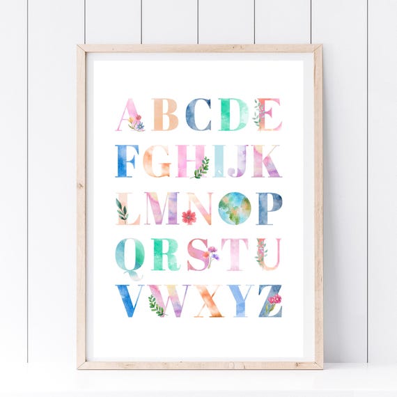 Din A4 Art Print Without Frame Letters Alphabet Watercolor Abc Primary School Kindergarten Print Poster Picture