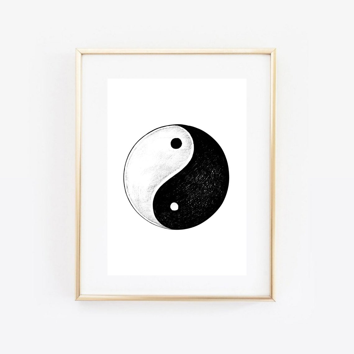 Hand Drawn Yin Yang Zen Meditation Balance Sketch Symbol Wall Poster - Image 2