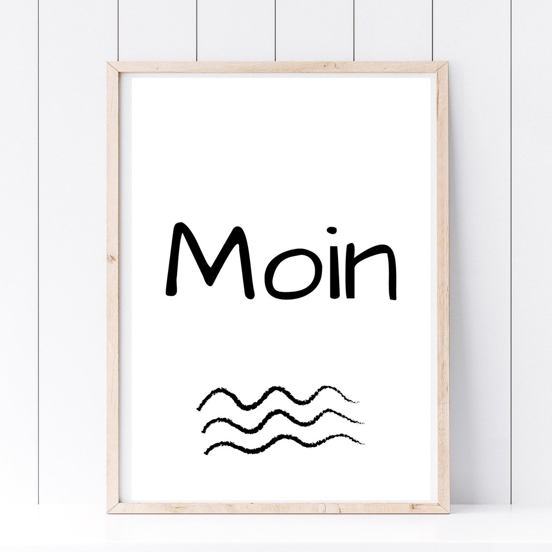 Moin North German Greeting Minimalist Waves Typography Coastal Poster - Image 2