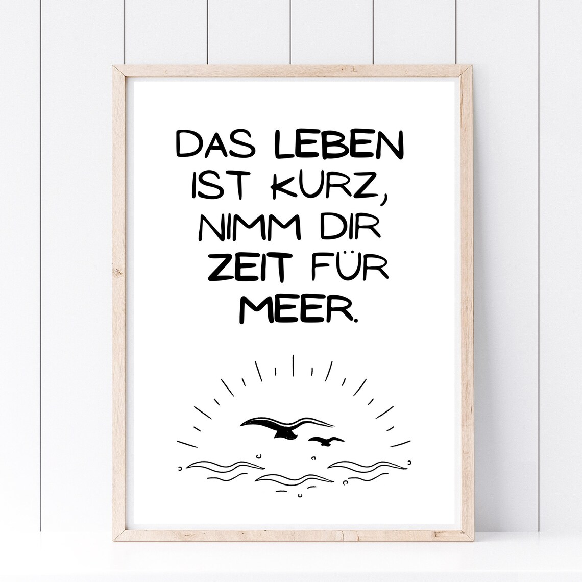 Take Time For The Sea German Saying Poster Seagull Waves Maritime Decor
