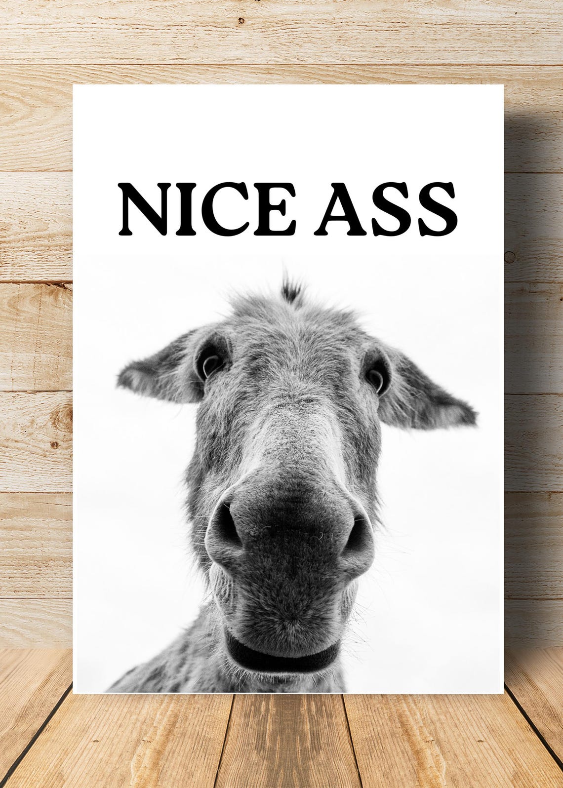 Funny Donkey Nice Ass Quote Photo Bathroom Humor Black White Poster - Image 3