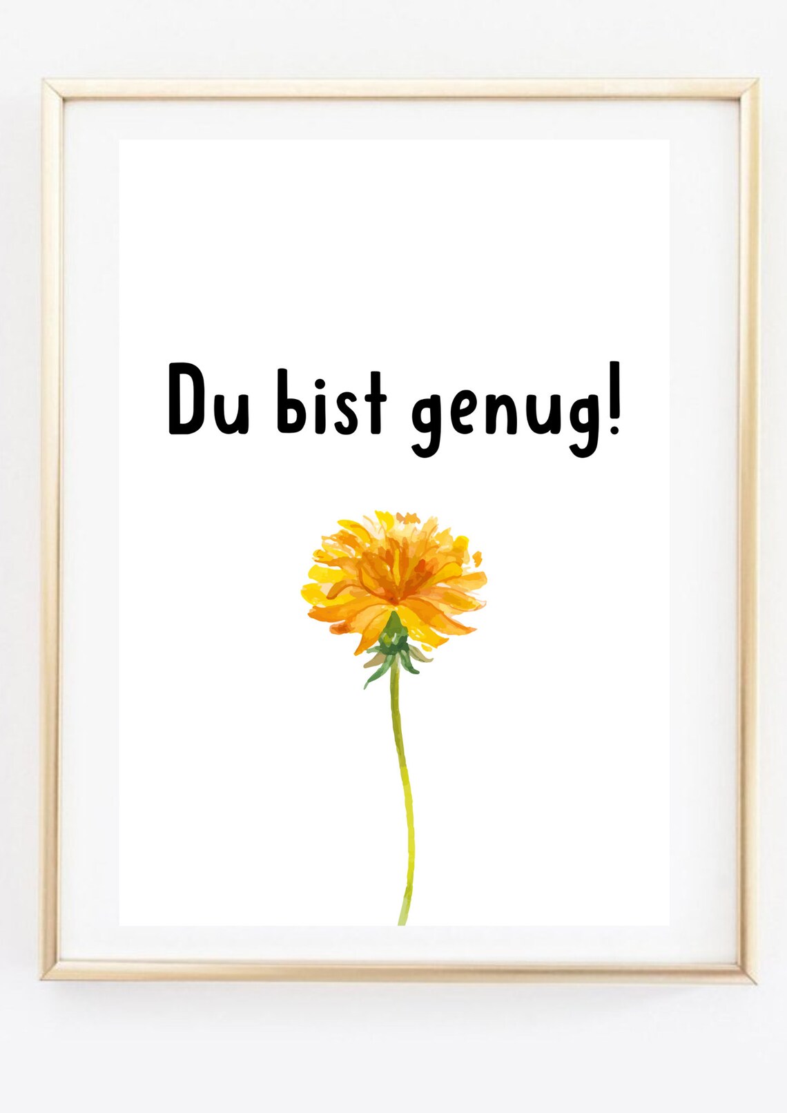 Du Bist Genug Self Love German Quote Yellow Flower Watercolor Poster - Image 3
