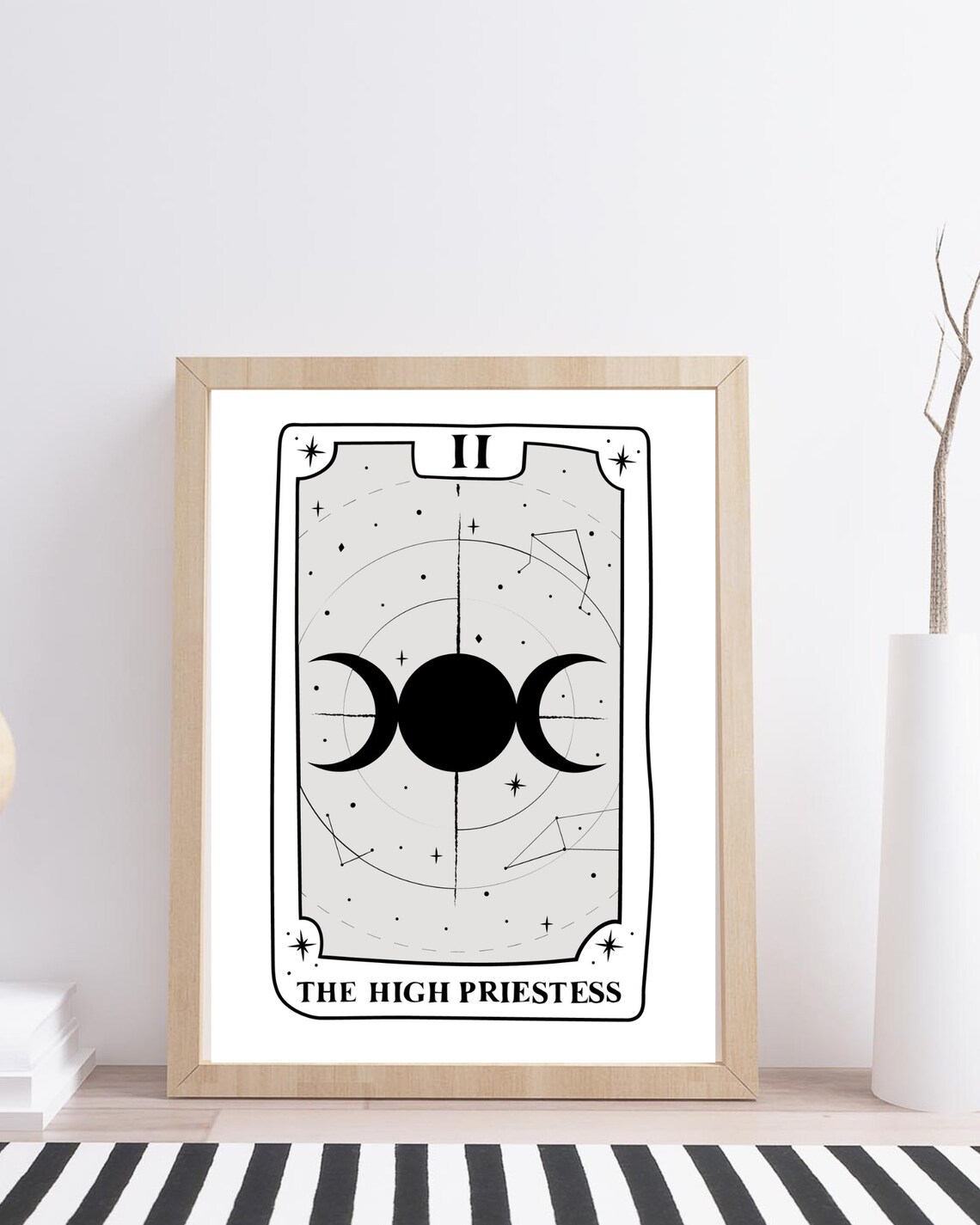 The High Priestess Tarot Card Minimalist Moon Phases Mystical Wall Poster - Image 2