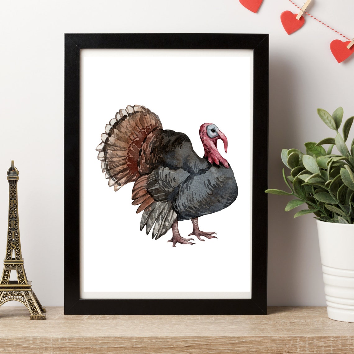 Wild Turkey Watercolor Fall Bird Painting Animal Wall Art Print - Image 2