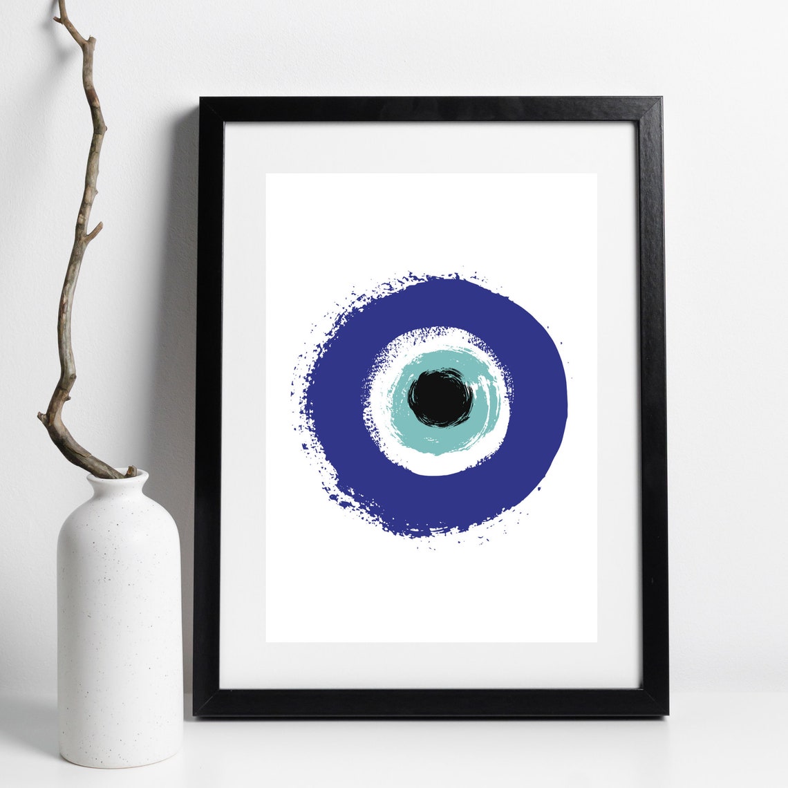 Evil Eye Blue Nazar Watercolor Protective Turkish Amulet Art Print