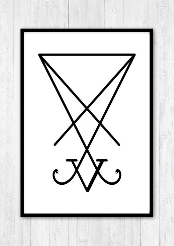 Sigil Of Lucifer Occult Symbol Minimalist Black And White Gothic Poster