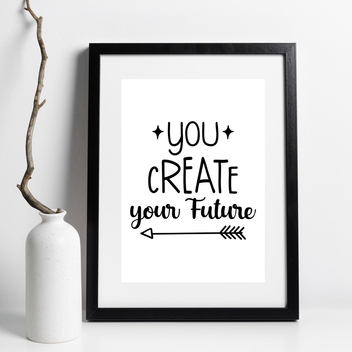 You Create Your Future Black Arrow Typography Motivational Wall Art - Image 3