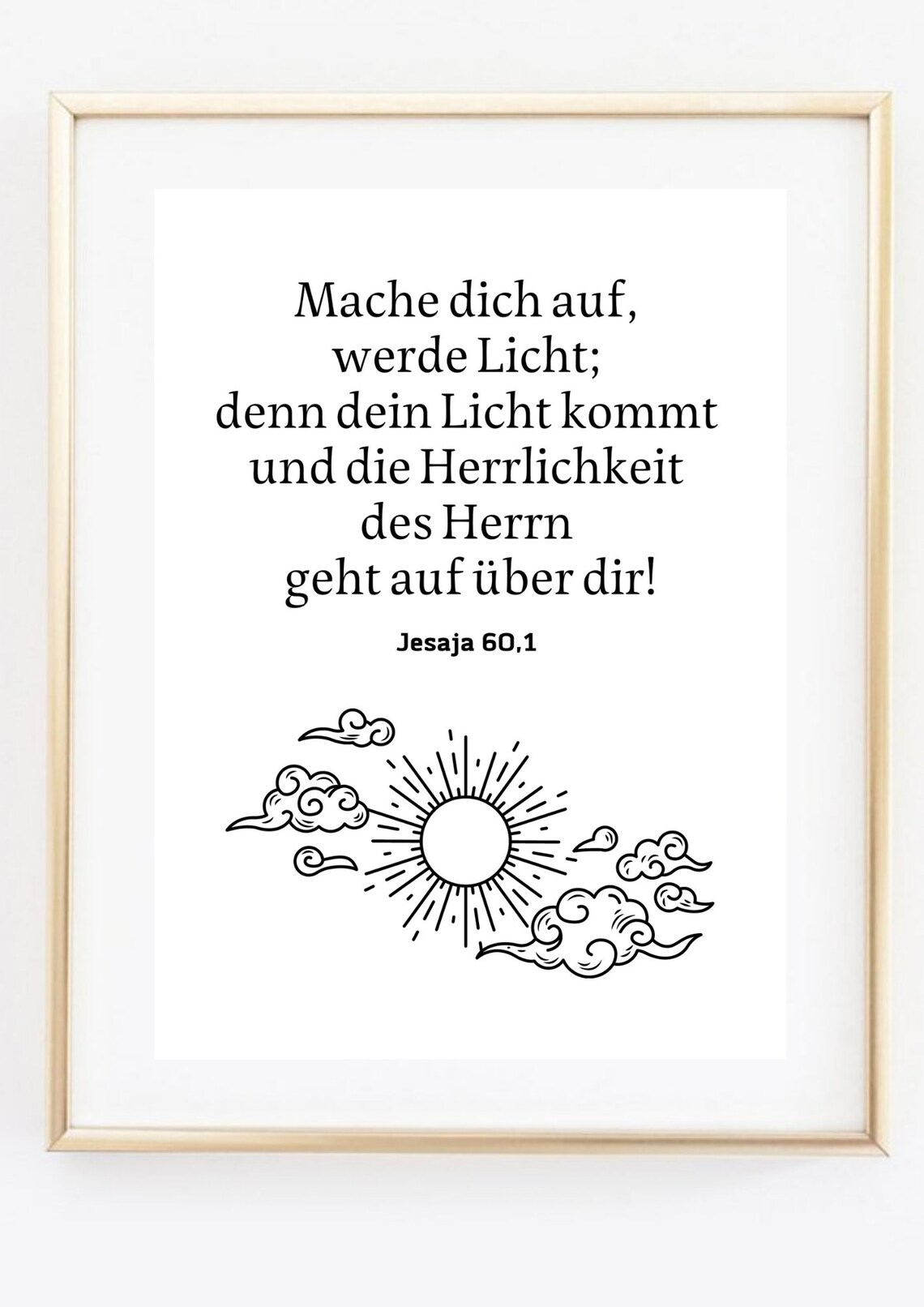 German Bible Verse Isaiah Arise Shine Sun Christian Typography Poster - Image 2