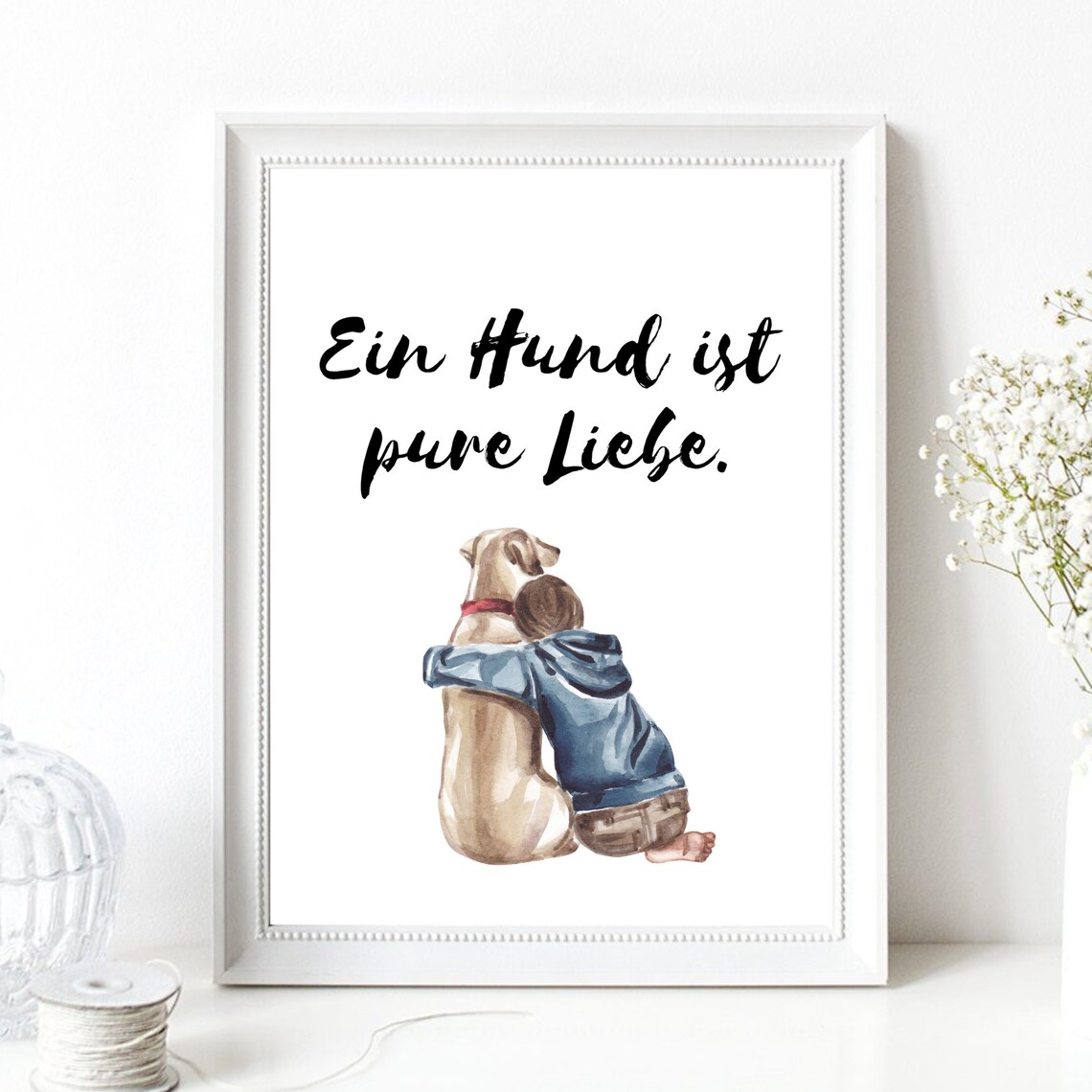 Din A4 Art Print Without Frame Saying A Dog Is Pure Love Dog Dog Love Animal Love Best Friend Picture Poster Print Typography