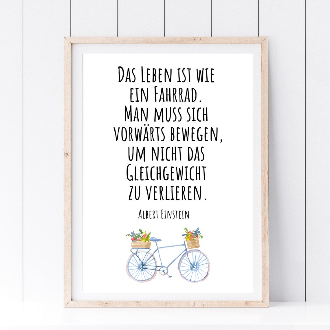 Albert Einstein Bicycle Quote German Typography Bike Art Poster - Image 2