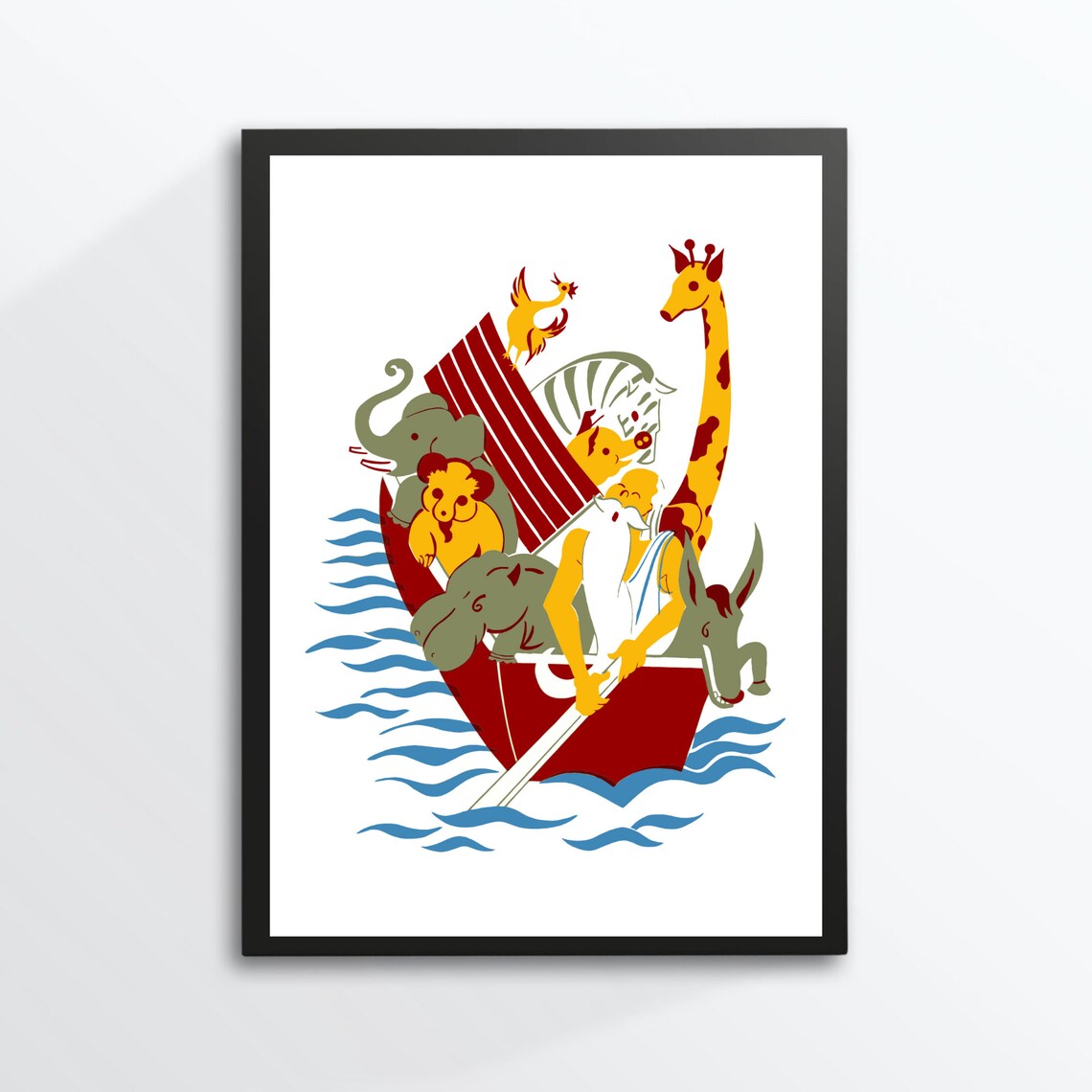 Noahs Ark Bible Story Animals Boat Kids Faith Christian Art Poster