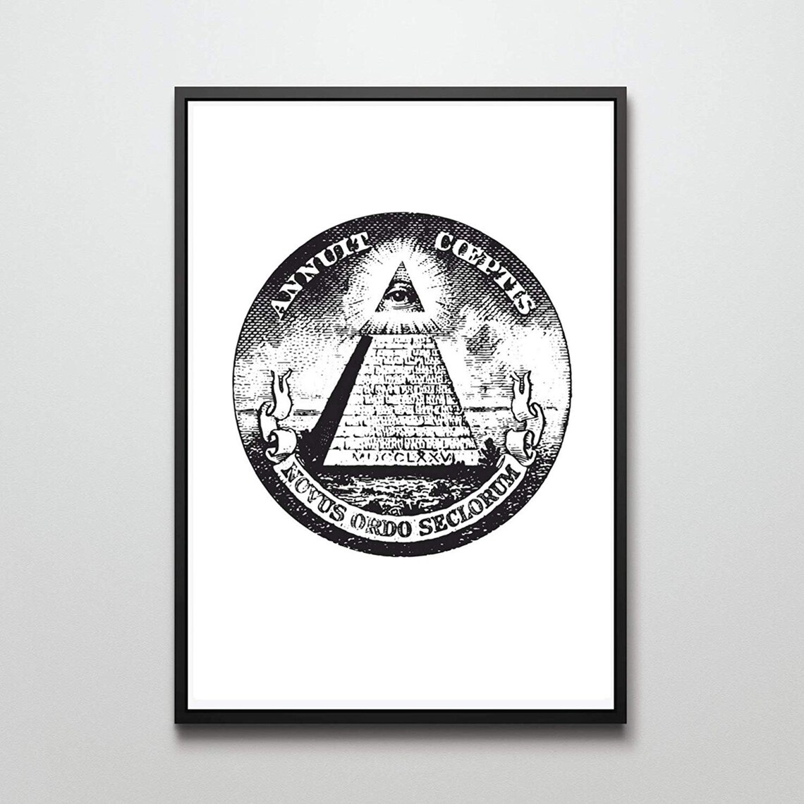 Illuminati Eye Pyramid Novus Ordo Seclorum Vintage Engraving Wall Art Print - Image 3