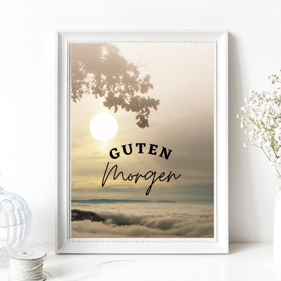Din A4 Art Print Without Frame Good Morning Greetings Good Mood Sun Clouds Poster Picture Decoration