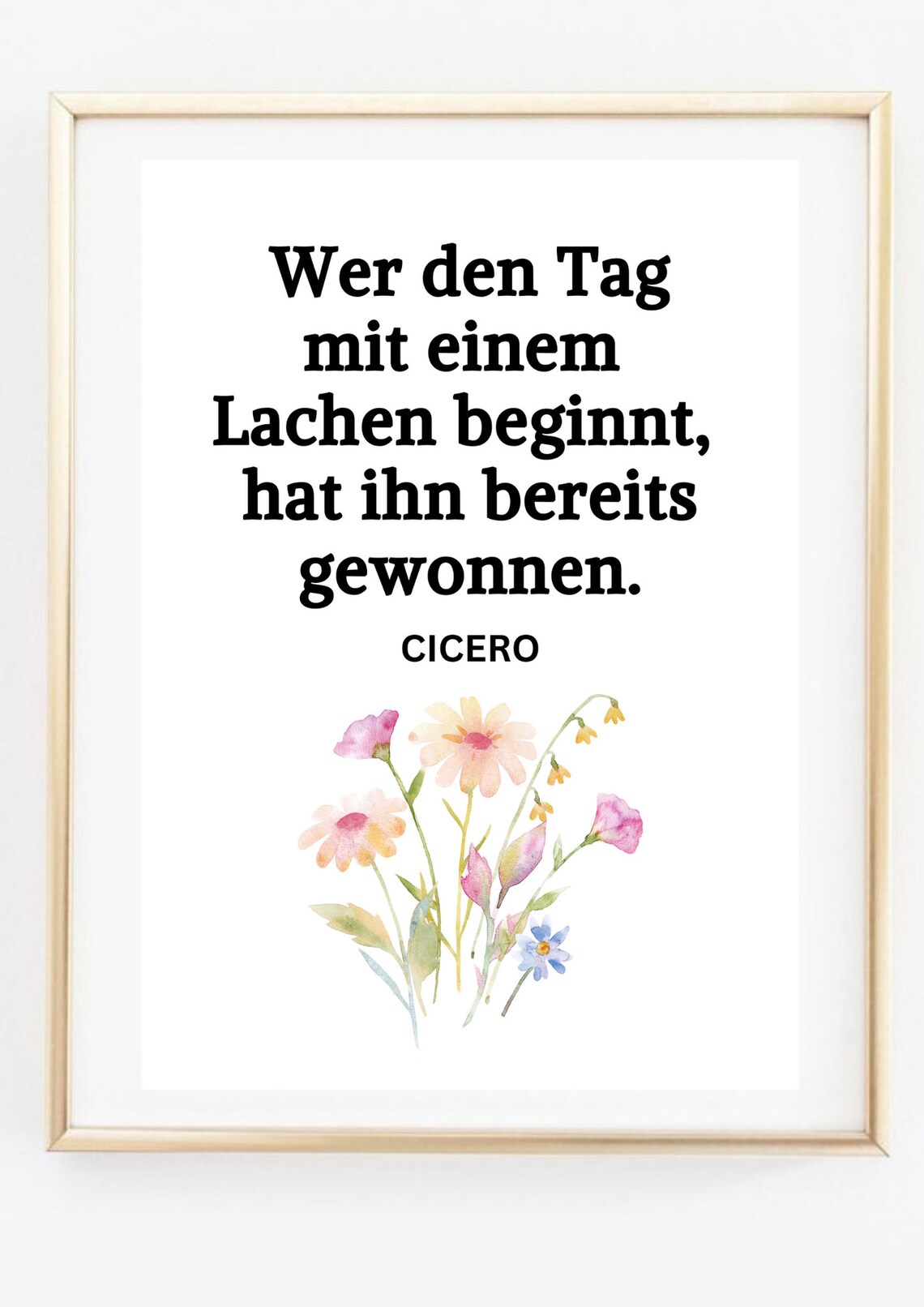 Cicero Quote Start The Day With A Laugh Floral Watercolor Poster - Image 2