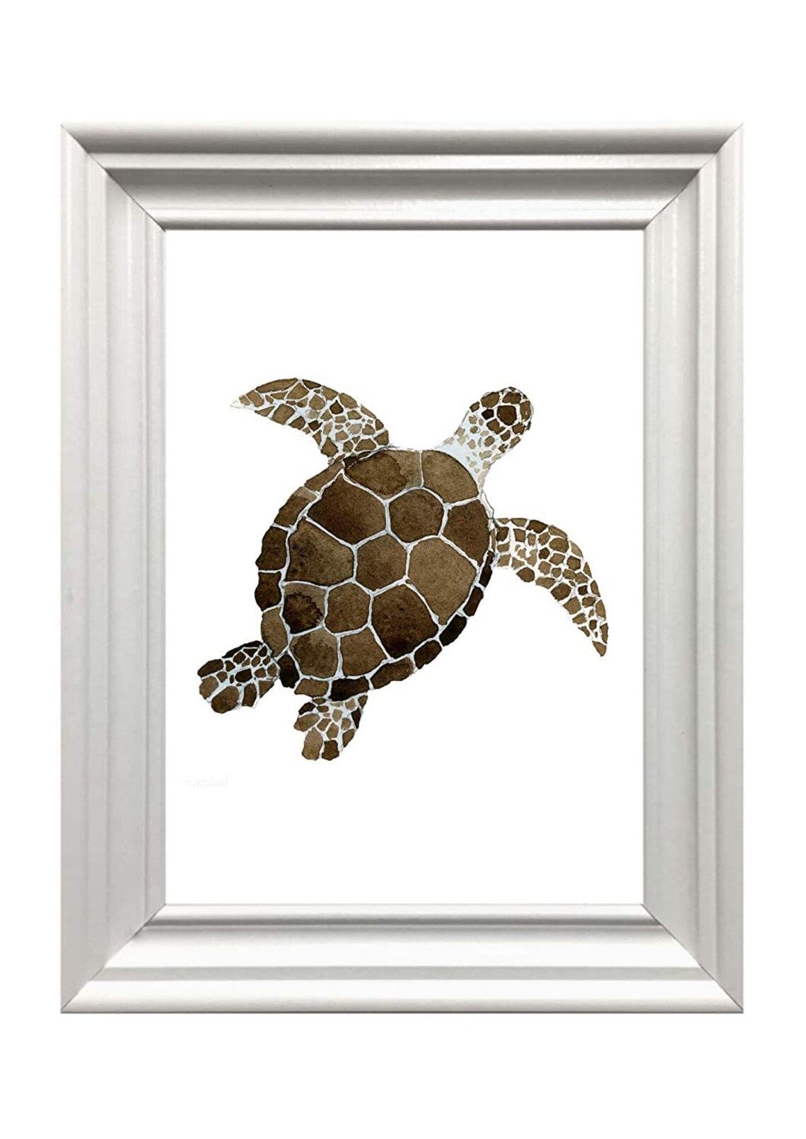 Brown Sea Turtle Watercolor Ocean Animal Marine Life Art Print - Image 3