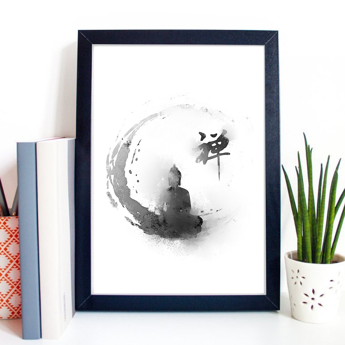 Zen Buddha Ink Watercolor Meditation Enso Circle Asian Poster - Image 4