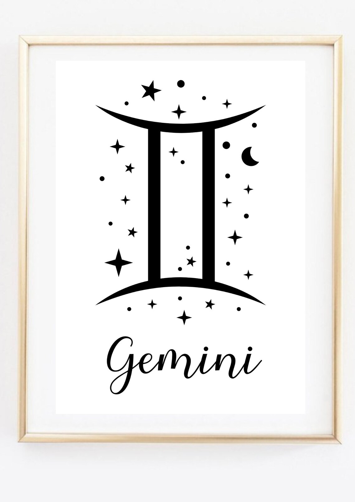 Gemini Zodiac Symbol Starry Script Celestial Astrology Wall Decor Poster - Image 3