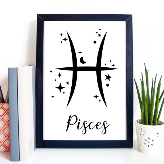 Din A4 Art Print Without Frame Zodiac Pisces Horoscope Pisces Astrology Stars Gift Print Poster Picture