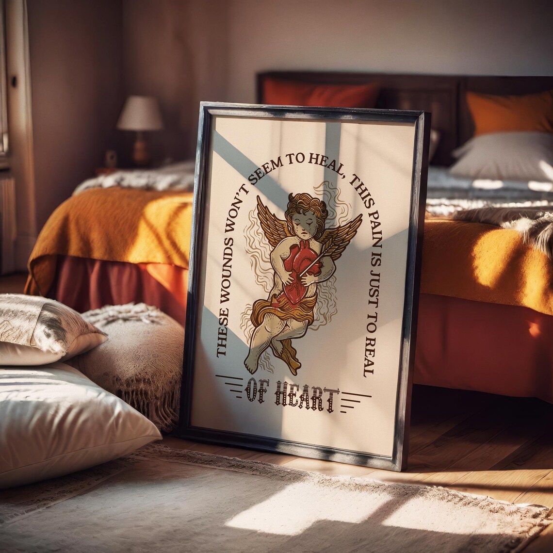 Melancholy Cupid Vintage Tattoo Gothic Of Heart Quote Poster - Image 2