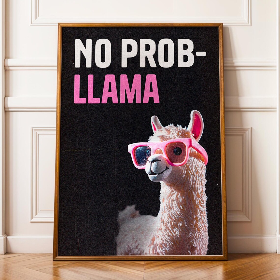 No Prob Llama Funny Retro Typography Art Print