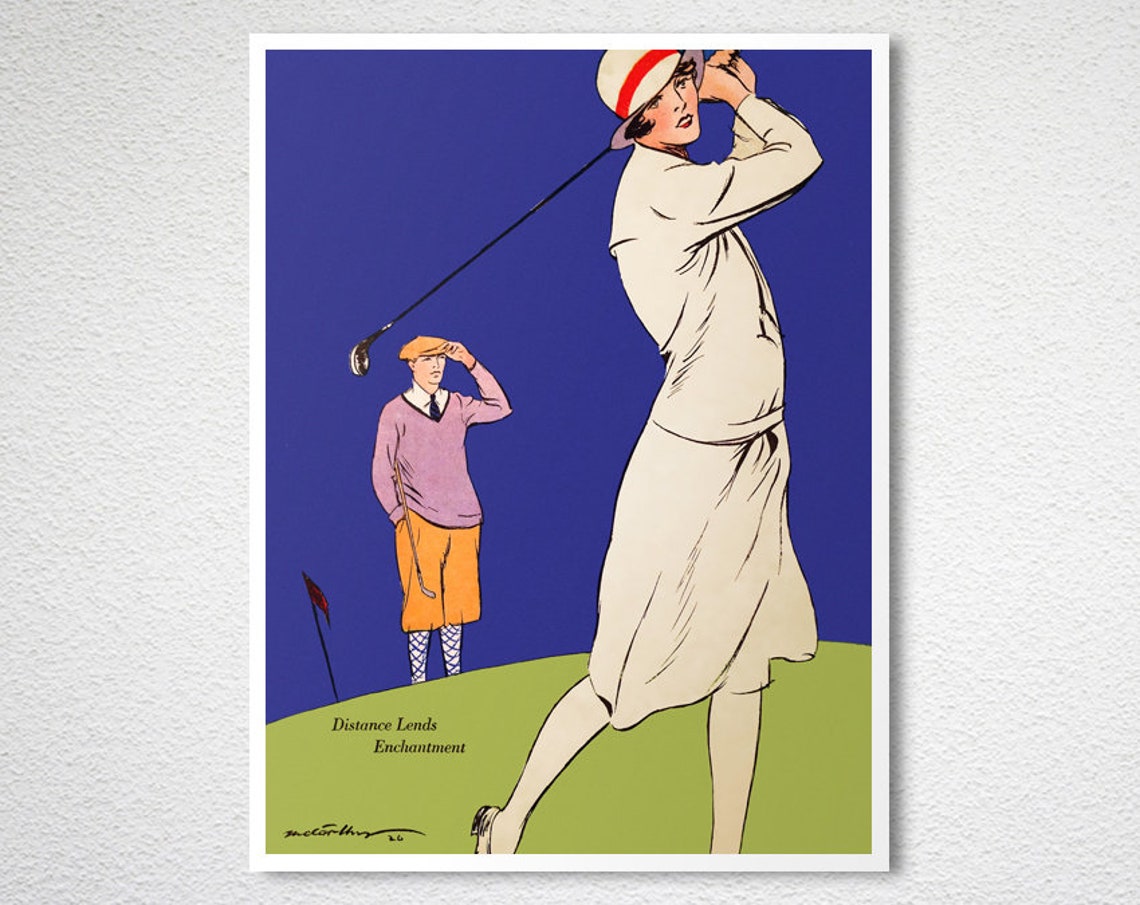 Distance Lends Enchantment Vintage Golf Illustration Art Poster - Image 2