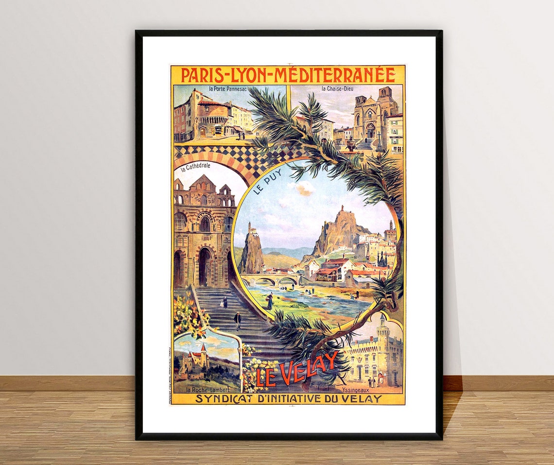 Le Puy En Velay Paris Lyon Mediterranee Vintage Travel Poster - Image 2