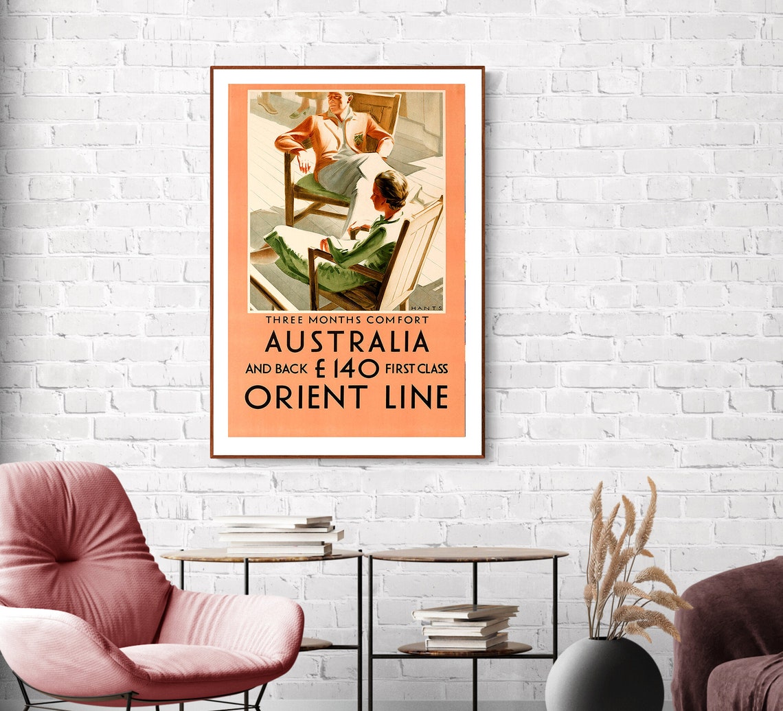 Orient Line Australia First Class Vintage Ocean Liner Travel Poster - Image 2