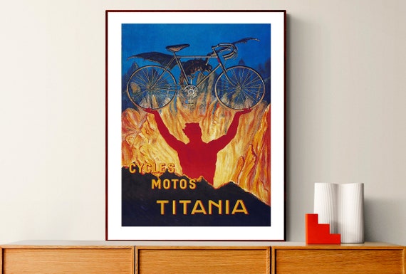 Cycles Moto Titania Vintage Bicycle Poster Retro Bicycle Poster Cycling Poster Cycle Advert Wall Decor