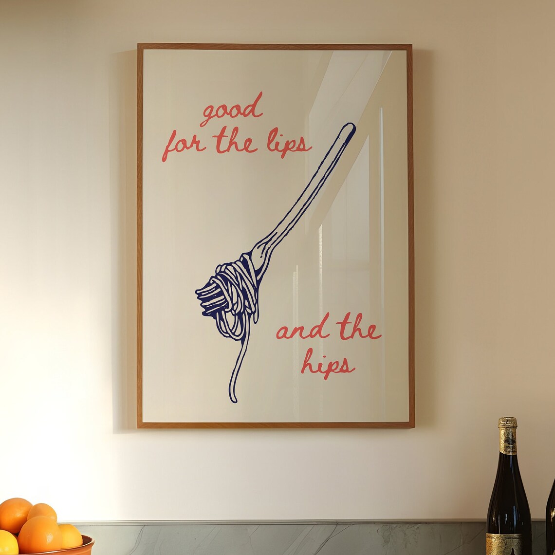 Good For The Lips And The Hips Funny Spaghetti Pasta Art Poster