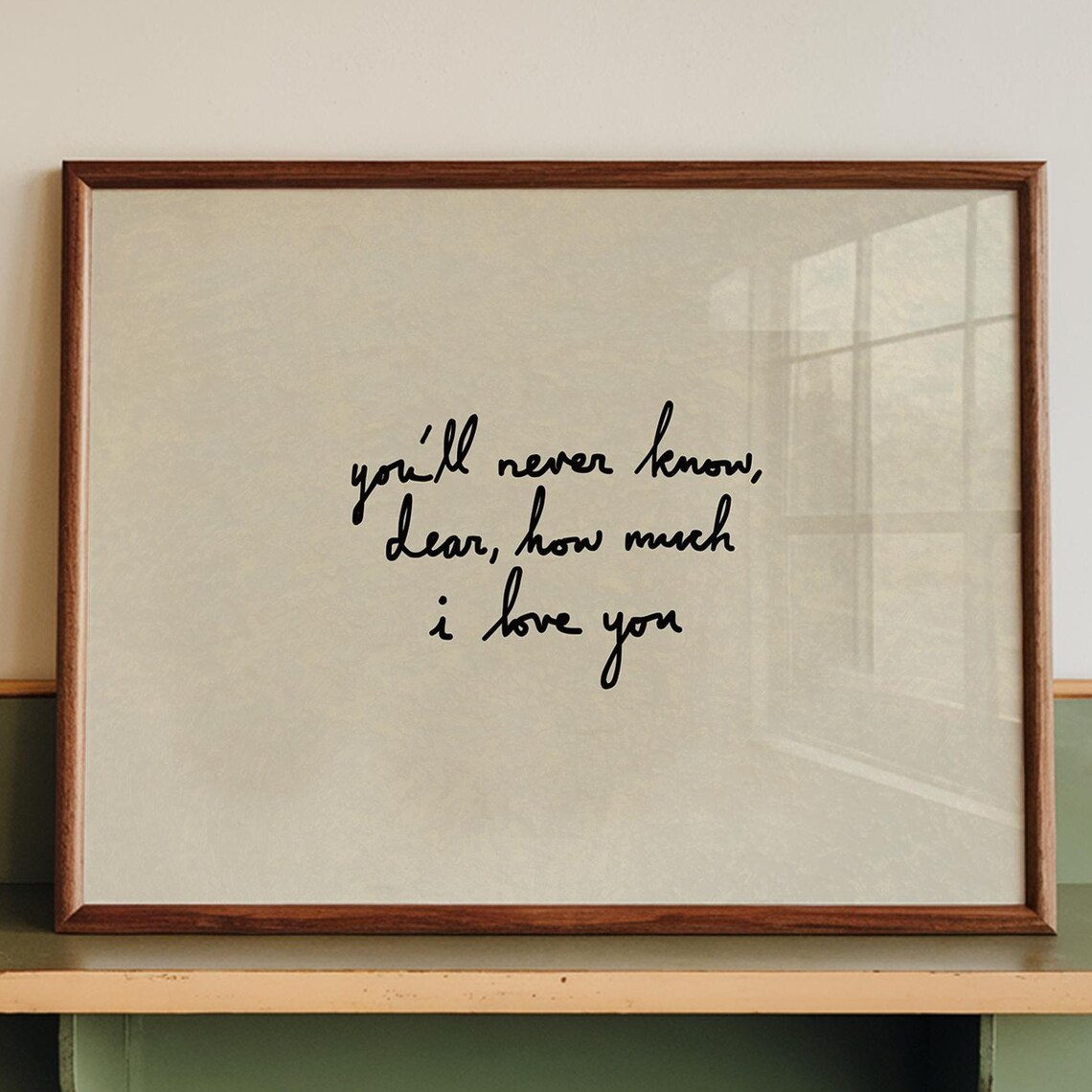 Love You Handdrawn Typography Art Print, Horizontal