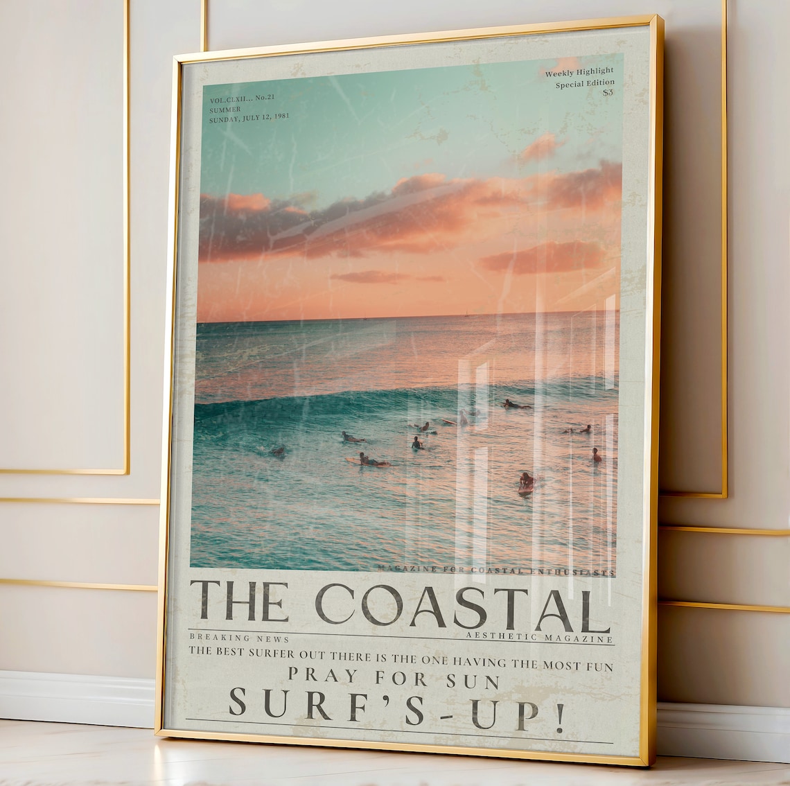 The Coastal Surfs Up Vintage Surf Poster