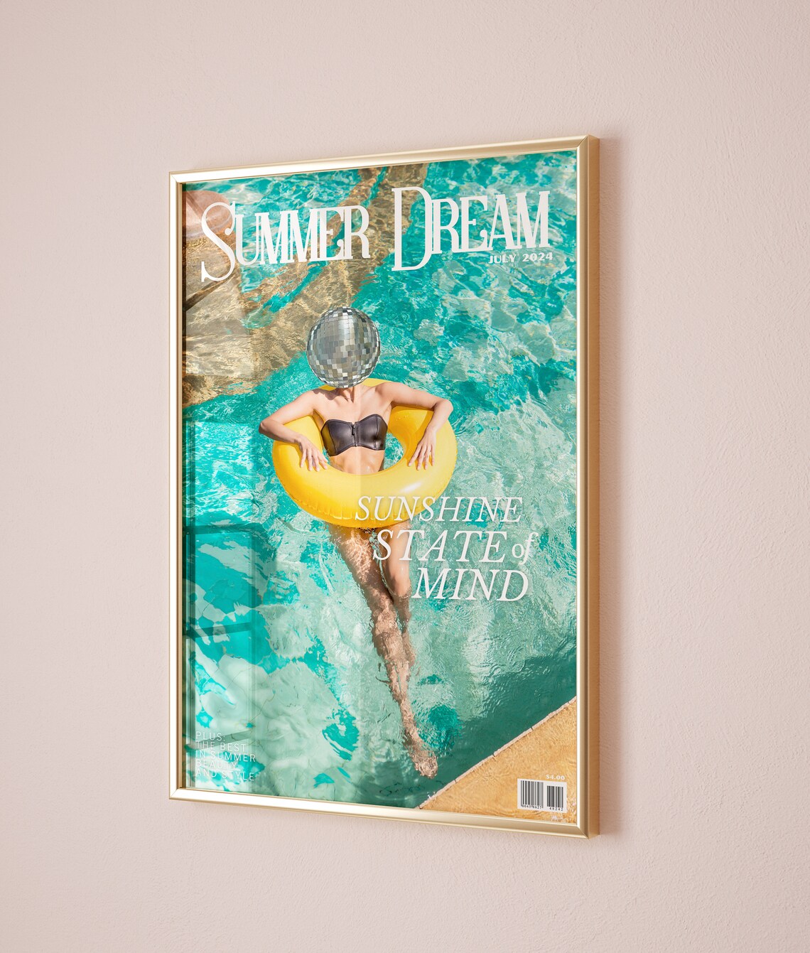 Summer Dream Sunshine State of Mind Disco Ball Pool Photo Poster - Image 2